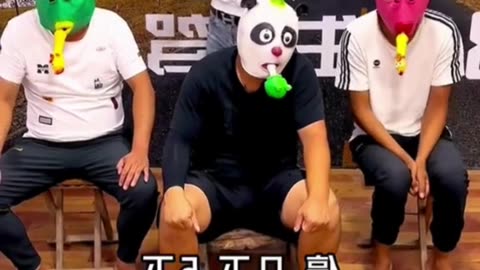 🎈 Funny Masked Men Compete to Pop Balloons! 😂