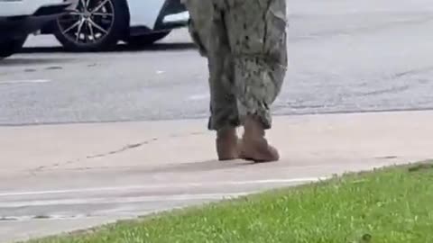 Cheerful Soldier After McDonald’s: Ready for Action