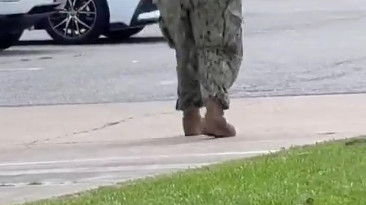Cheerful Soldier After McDonald’s: Ready for Action