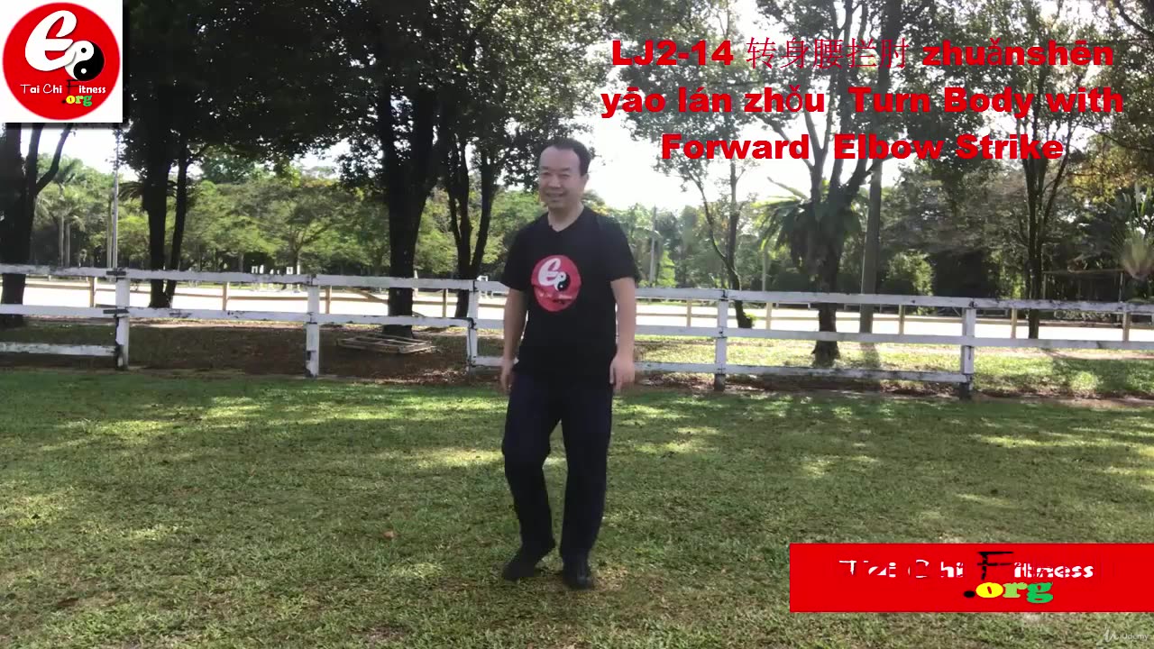 Aerobic Tai Chi Workout-016-Turn Body with Forward Elbow Strike