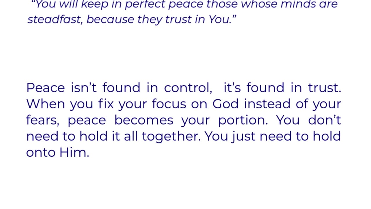 Not in Control, But in Peace