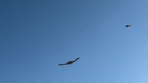 Second B-21 Radar Undergoing Flight Testing Escorted by F16