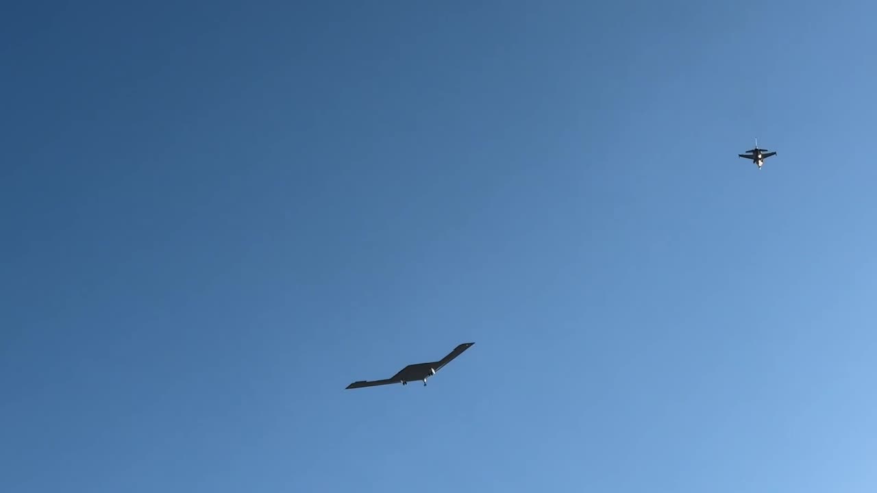 Second B-21 Radar Undergoing Flight Testing Escorted by F16