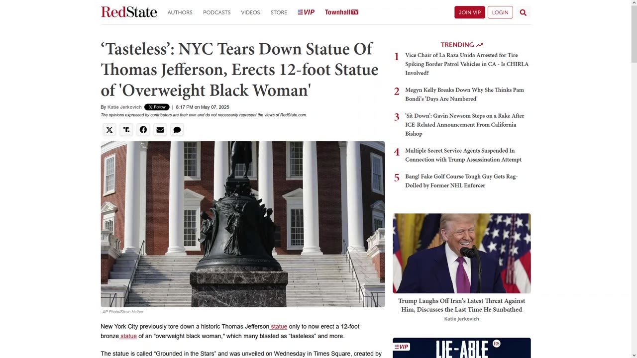 Thomas Jefferson Statue Removed Then NYC Erects Foreigner Statue vs White Nationalism
