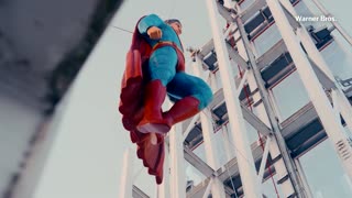 Superman sculpture hovers above London ahead of new film release