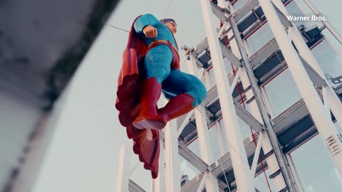 Superman sculpture hovers above London ahead of new film release
