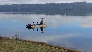 Oyster harvesting barge