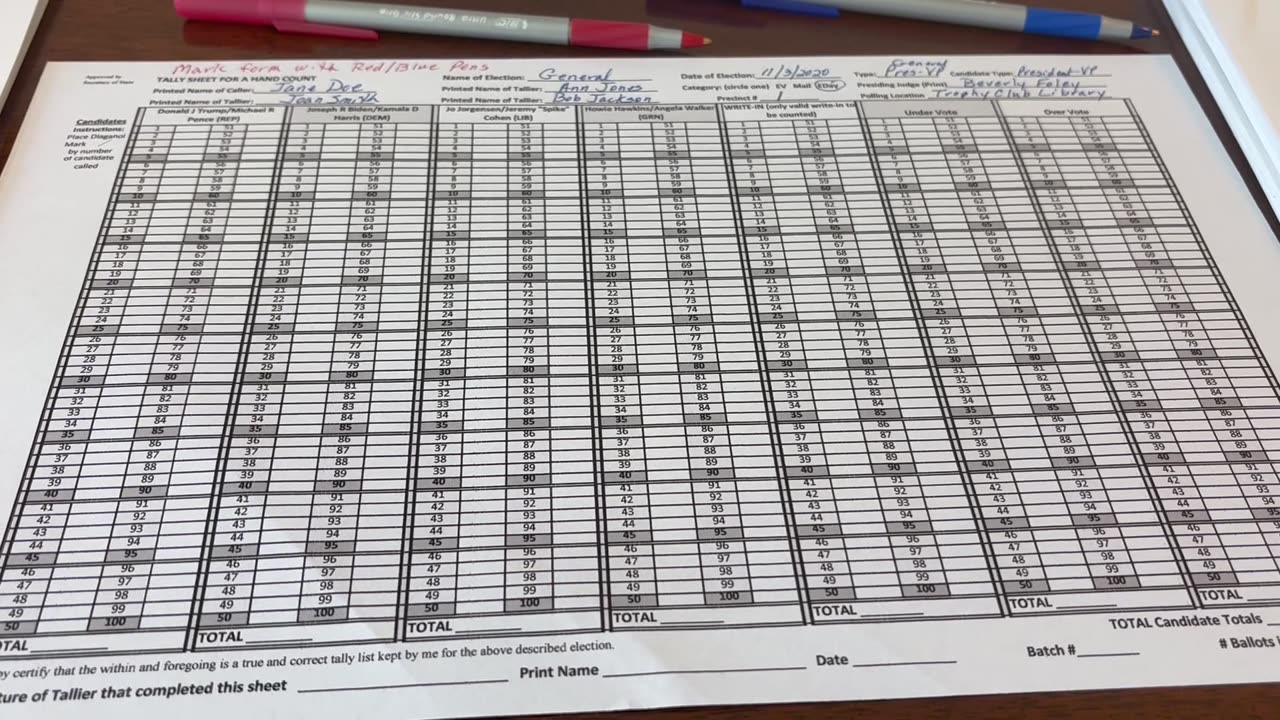 Chap65 Hand Count Instructions Video12 -Alternate SOS Approved Tally Form -Marking the form part1