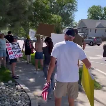 Trump supporters outnumber "No Kings" protesters in Windsor, Colorado.