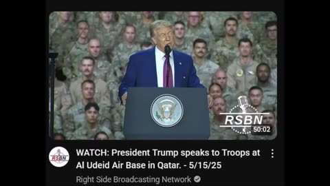 President Trump speaks to Troops at Al Udeid Air Base in Qatar. - 5/15/25