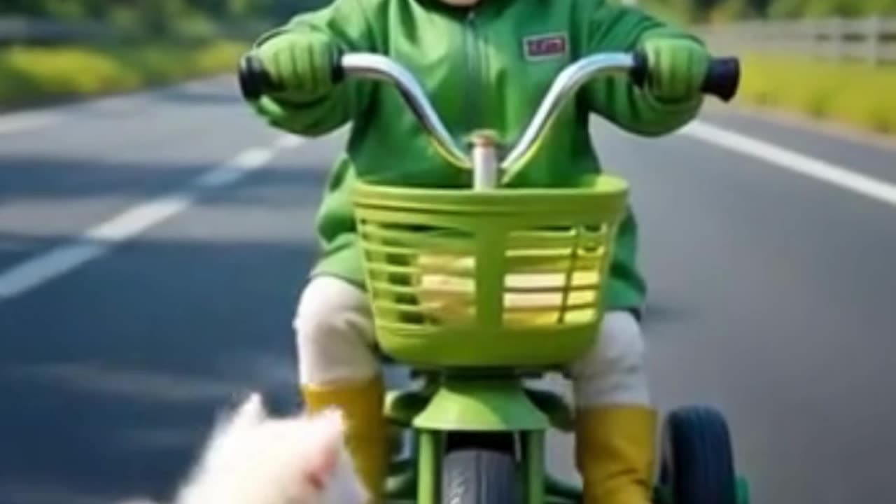 Enjoying Cute Baby Tricycle Driving #viral #trending