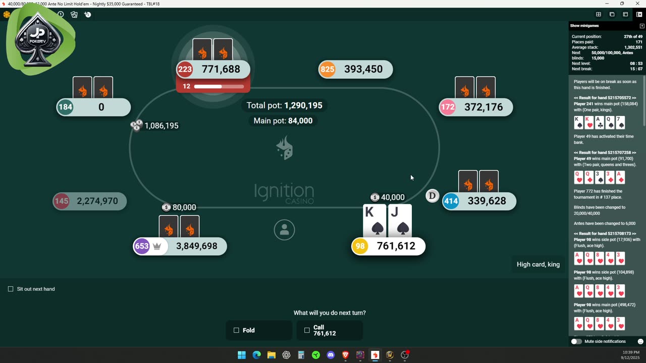 $35k GTD Live Tournament Poker