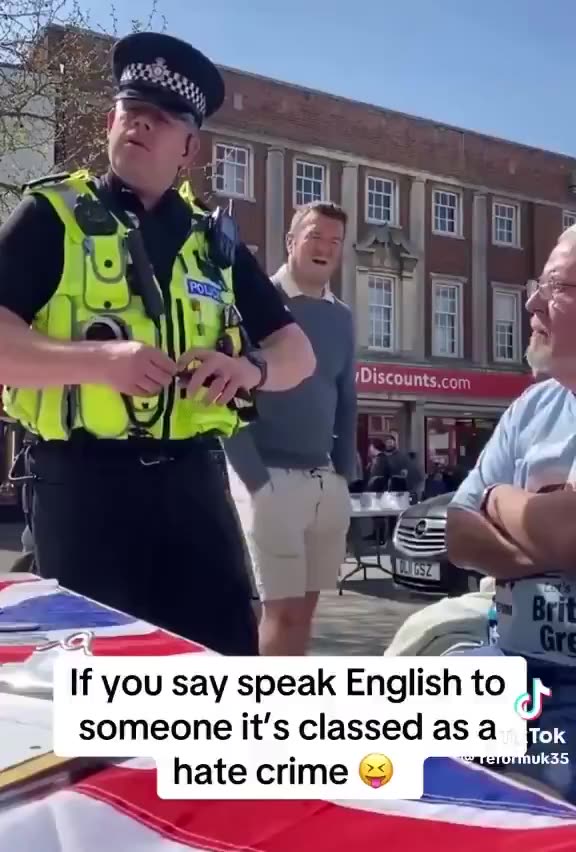 "Speak English" in Britain is a hate crime. Police confront man, threaten arrest if they hear it