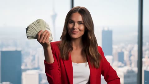 Woman showing off money