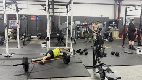 6xAMRAP3 36 Squats, 6 PCs 155lbs, Max Cal Row, Rest 1:00