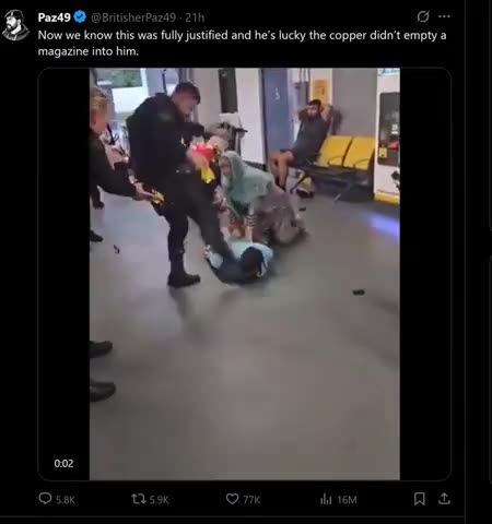 Now we know this was fully justified and he’s lucky the copper didn’t empty a magazine into him.