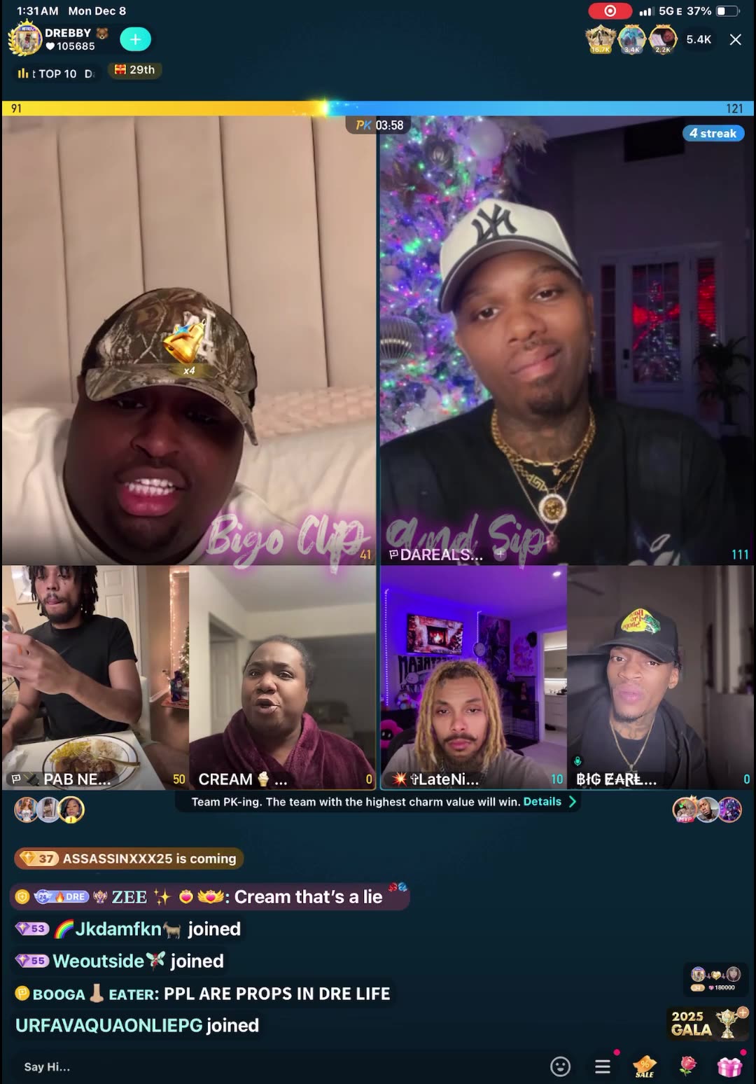 Team PK Cream reads DreBaby n gets clipped but called his phone to finish 12/7/25 #bigoclipandsip