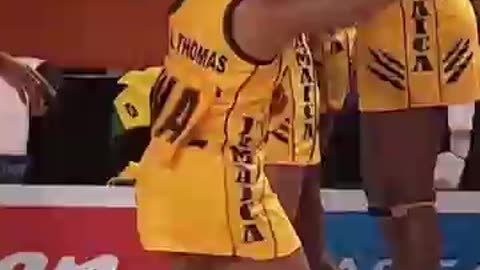 Jamaica make an entrance onto the court at the Birmingham Game