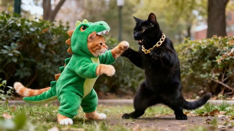 Brave Koko Helps the Bullied White Kitten and Defeats the Evil Black Cat!