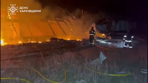 In Kharkiv region, Russian shelling caused a fire in a warehouse building