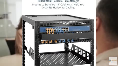 Tecmojo 2 Pack 1U Server Rack Horizontal Cable Management with Cover,2.6“ Depth