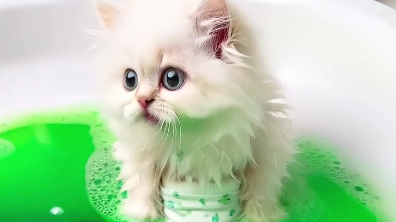 The Hulk Kitten 🛁💚: A Heroic Fall into Mom’s Arms#cattales