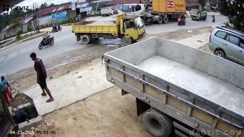 Motorcycle collided with a truck.