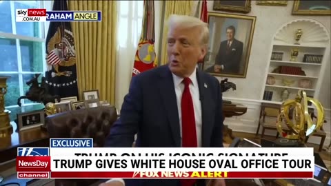 Donald Trump gives rare tour of the Oval Office during Fox News interview