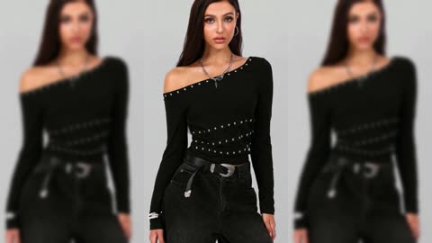 Studded One Shoulder Long Sleeve T-Shirt