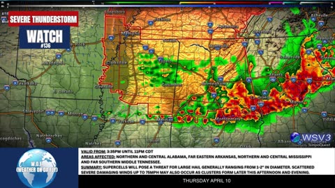 🌩️ Severe Storm Watch #136: AL, AR, MS, TN Threat! 4/10/25 #shorts #weatherupdate