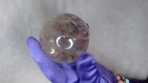 61mm Transparent Clear Quartz Sphere with Iridescent Rainbows Meditation and Home Décor