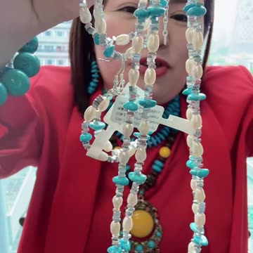 20250810-7 Natural Sterling Turquoise Pearl Set Adorn Green Pearl Rhyme