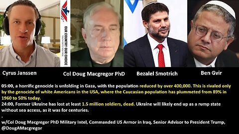 Col MacGregor: Genocide is unfolding in Gaza, with the population reduced by over 400,000. Former Ukraine has lost at least 1.5 million soldiers, dead.