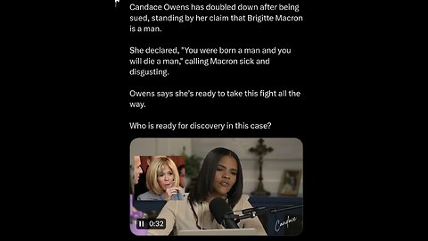 Candace Owens has doubled down after being sued, standing by her claim that Brigitte Macron is a man.