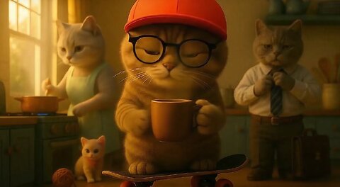 Puffy’s Dad’s Big Victory AI Cat Family Story