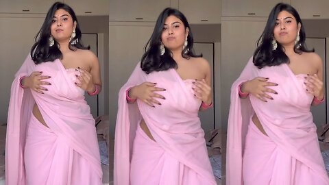 Trending Light Pink Georgette Saree Paired in Pink Embroidery Strapless Blouse | Glamorous Look