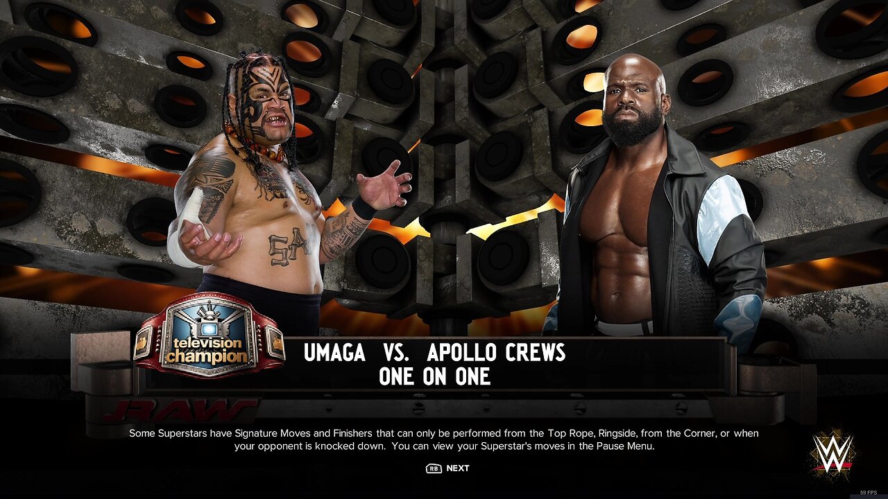 WWE 2k24 Umaga(c) vs Apollo Crews