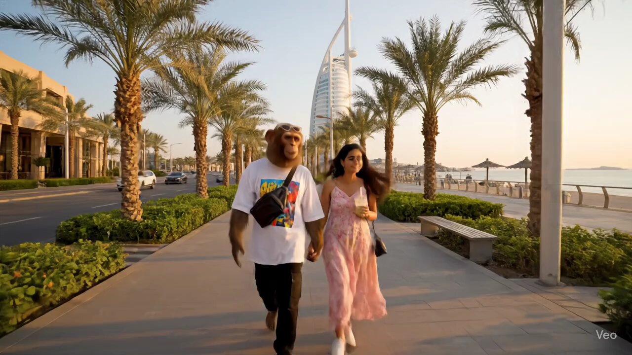 monkey vlogging in Dubai