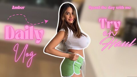 4K White Crop Top with Green Gym Shorts Try on Haul with Amber | See Through🥵