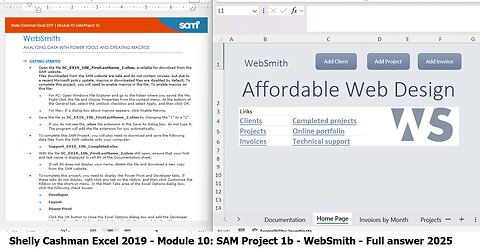Shelly Cashman Excel 2019 | Module 10: SAM Project 1b | WebSmith POWER TOOLS AND CREATING MACROS