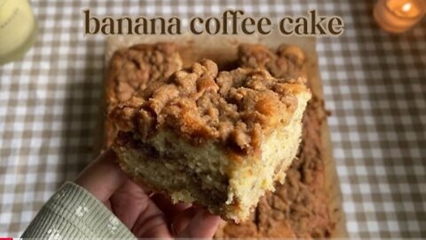 Fluffy banana 🍌 coffee ☕ cake ❤️💕💞🥰bake with me