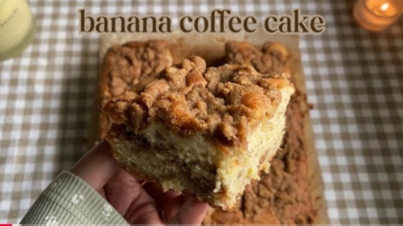 Fluffy banana 🍌 coffee ☕ cake ❤️💕💞🥰bake with me