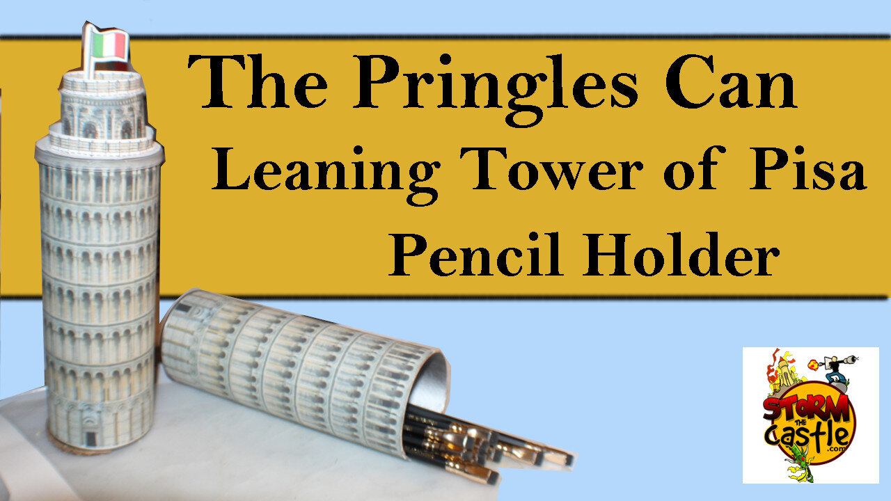 Make the leaning tower of Pisa with a pringles can