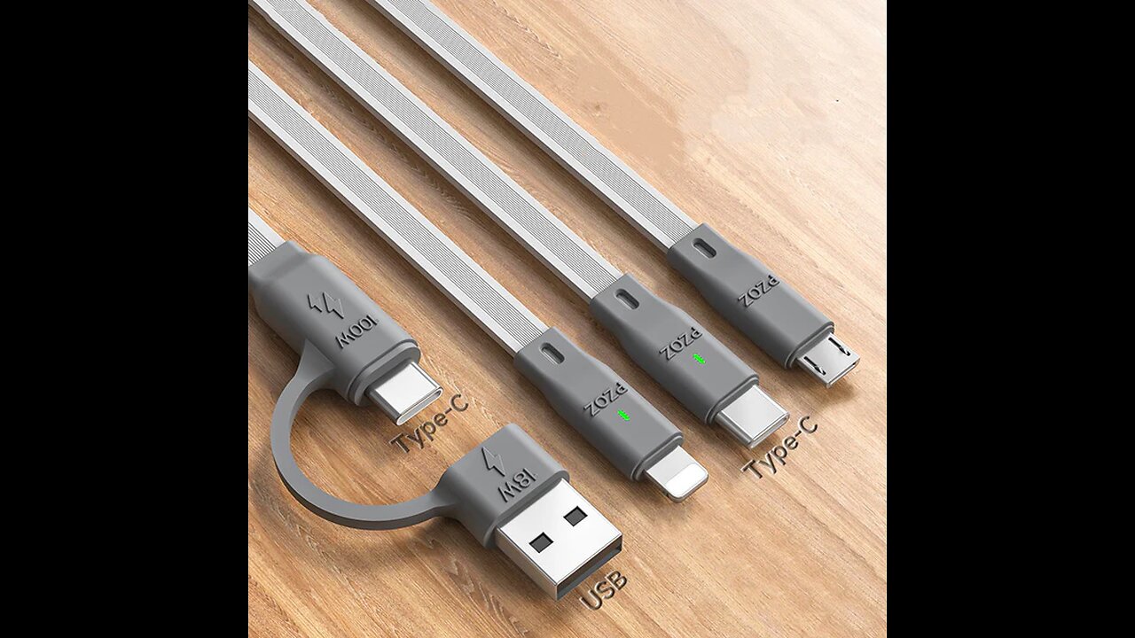 3-in-1 Data Cable - 100W Multi-Functional Charging and Data Cable