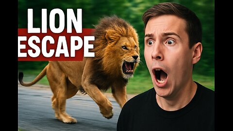 Cat and panda help to loin for escape