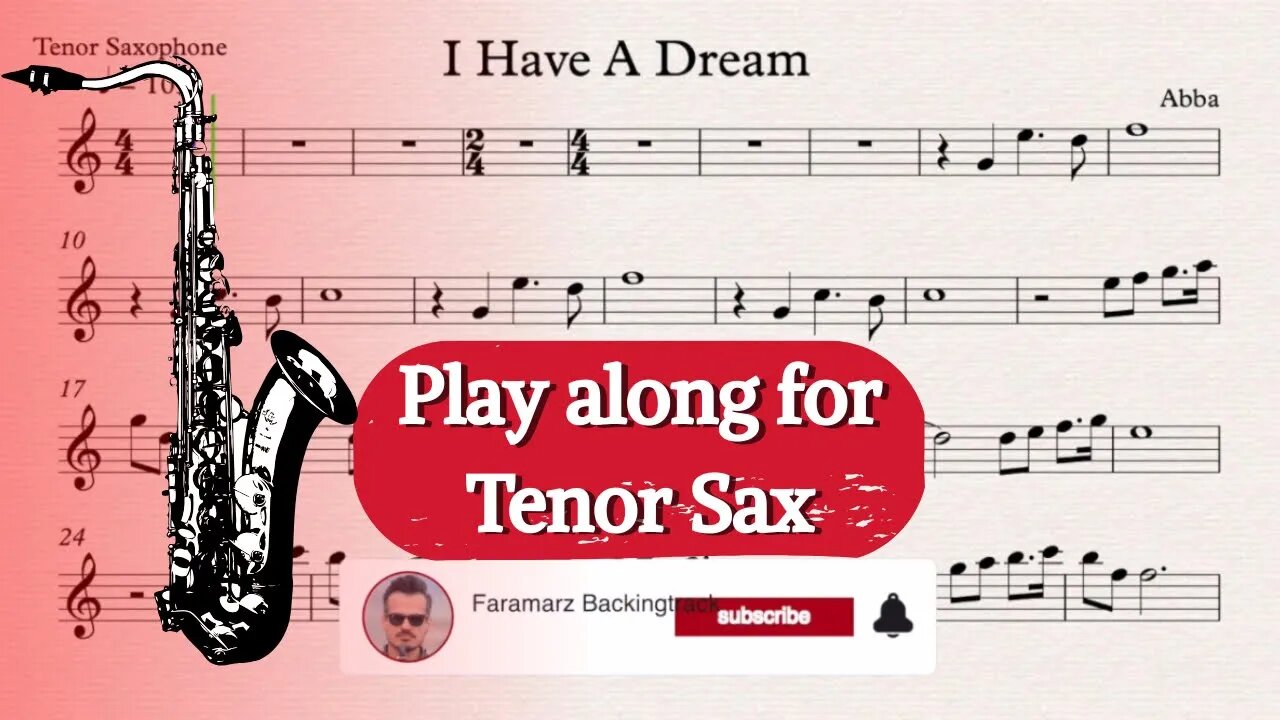 I Have A Dream - Abba | Play along for Tenor Saxophone