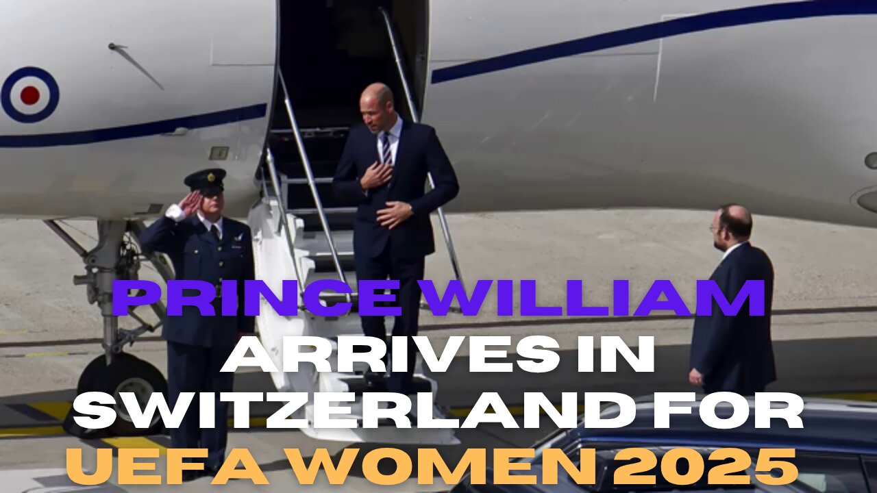Elegant PRINCE WILLIAM arrives at Zurich Airport for the European Championship match