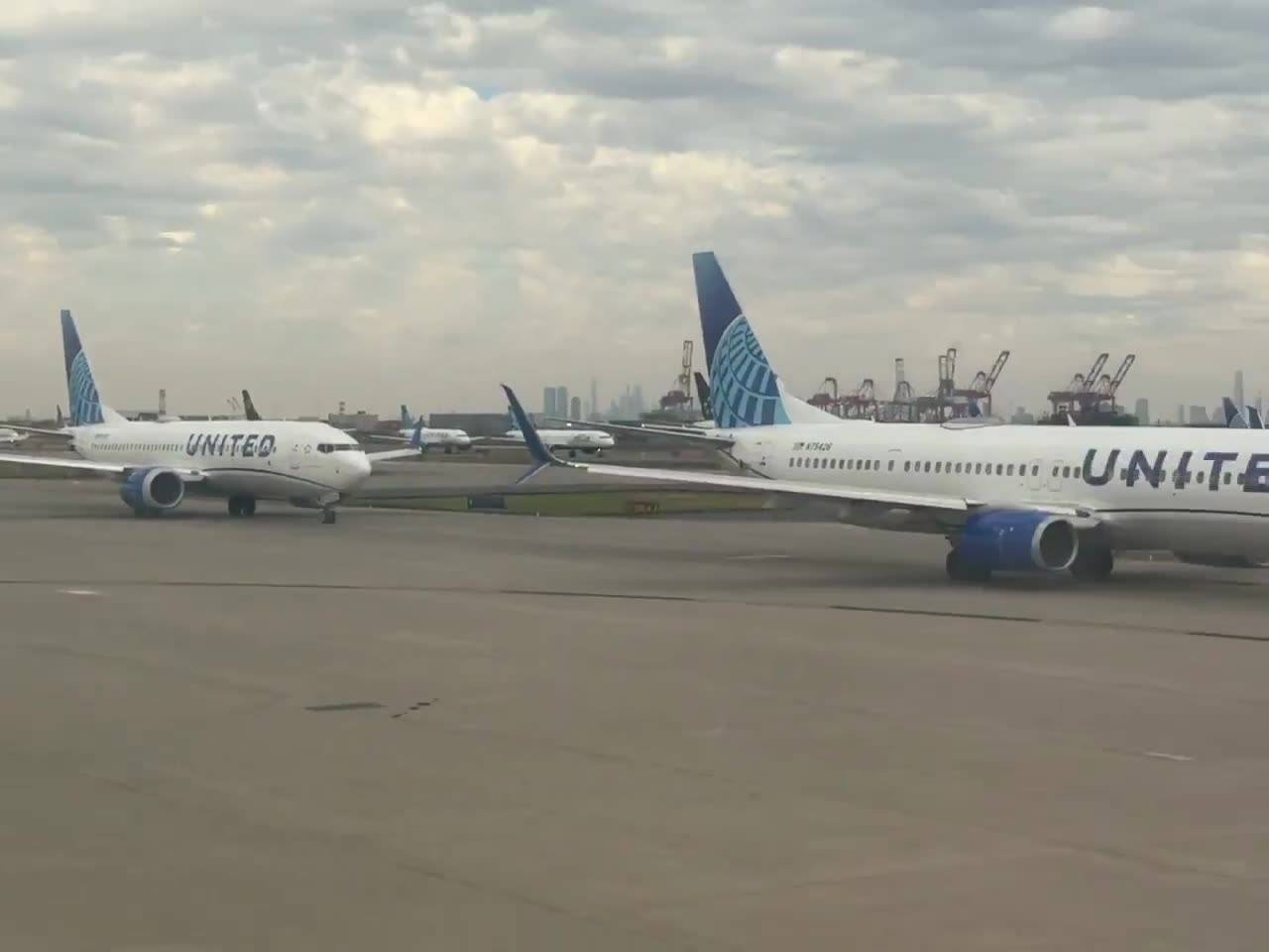 Earlier today Planes backed up at Newark Liberty International Airport