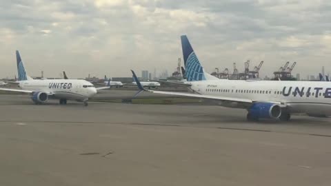 Earlier today Planes backed up at Newark Liberty International Airport