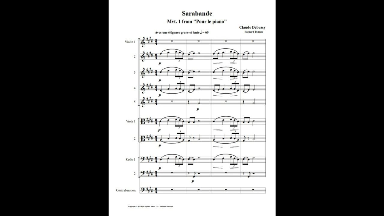 Claude Debussy – Sarabande (String Nonet + Contrabassoon)